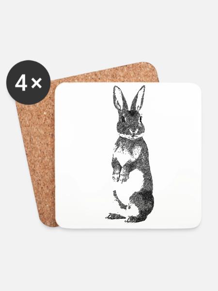 Hase sw - Untersetzer (4er-Set) - Weiß