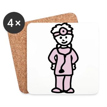 Médecin - Dessous de verre (lot de 4) - blanc - Devant