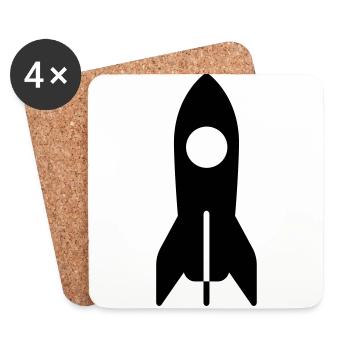 Rocket space Cosmonaut astronaut - Coasters (set of 4) - white - Front