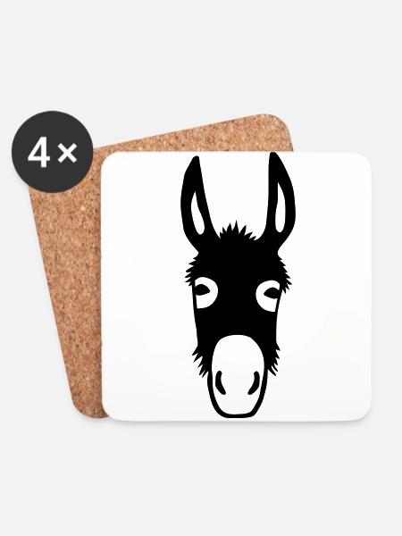 donkey ass jackass burro fool moke dicky neddy - Coasters (set of 4) - white