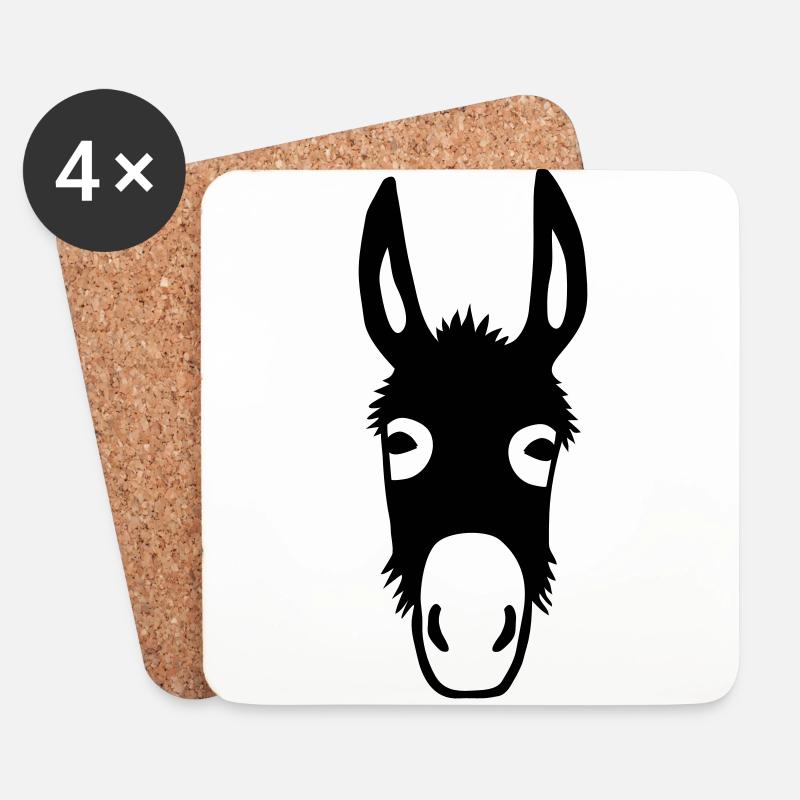 donkey ass jackass burro fool moke dicky neddy - Coasters (set of 4) - white