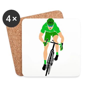 Sprinter sur le vélo de route - Dessous de verre (lot de 4) - blanc - Devant