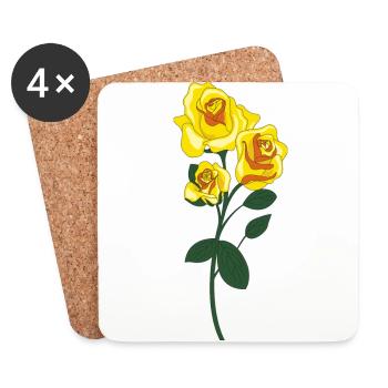 rose jaune - Dessous de verre (lot de 4) - blanc - Devant