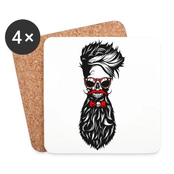 bearded hipster beard beard mustache knot p - Coasters (set of 4) - white - Front