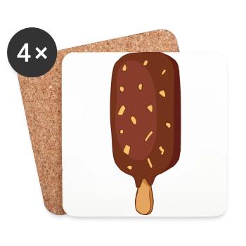 Eis Speiseeis Eiskrem Eiscreme Kugeleis Eisbecher - Untersetzer (4er-Set) - Weiß - Vorne