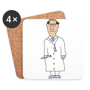 Docteur - Dessous de verre (lot de 4) - blanc - Devant