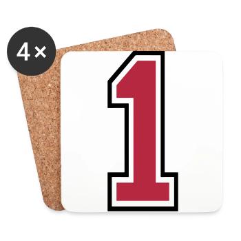 Number One - 1 - Coasters (set of 4) - white - Front
