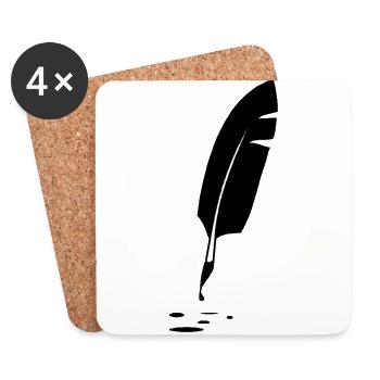 Stylo d'écriture - Dessous de verre (lot de 4) - blanc - Devant