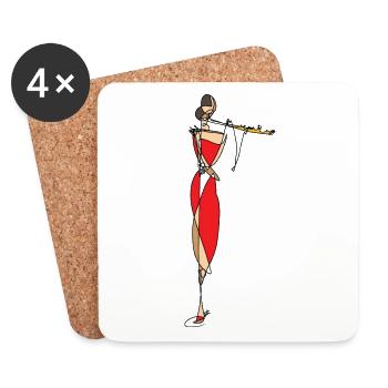 flûte - Dessous de verre (lot de 4) - blanc - Devant