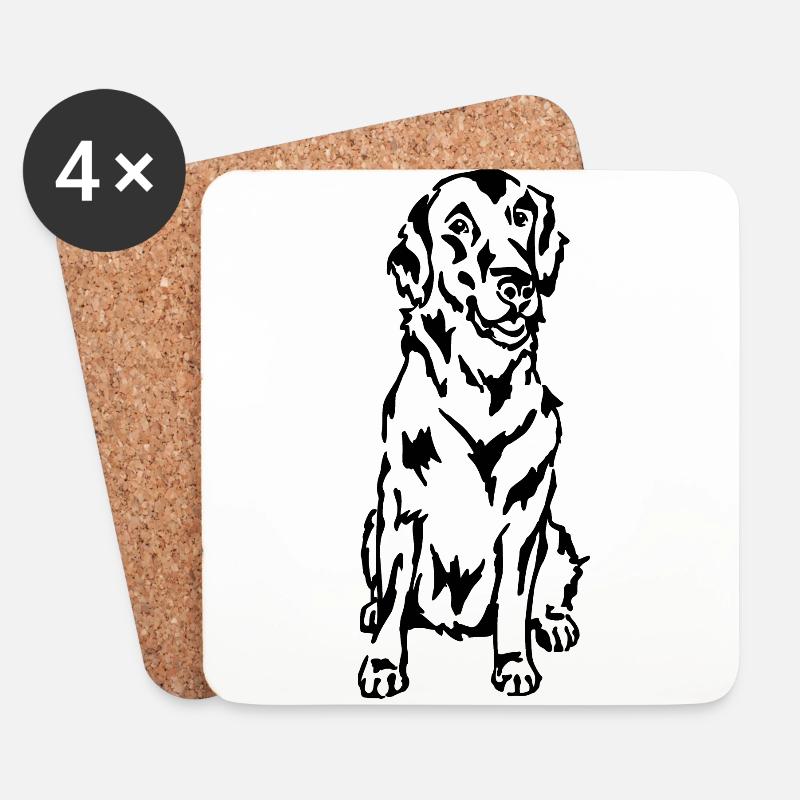 Flat Coated Retriever - Untersetzer (4er-Set) - Weiß