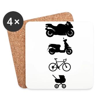 MotorcyclebisKid Wagon Biker Motorcyclist - Coasters (set of 4) - white - Front