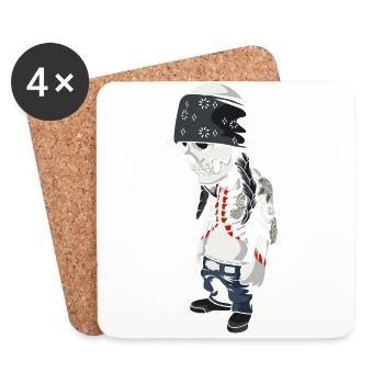 Skull Head Tattoo - Coasters (set of 4) - white - Front