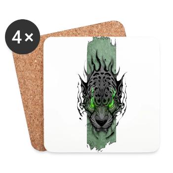 Emerald-Eyed Jaguar - Coasters (set of 4) - white - Front