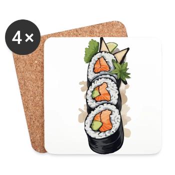 Design de streetwear esthétique Futomaki Sushi Japan - Dessous de verre (lot de 4) - blanc - Devant