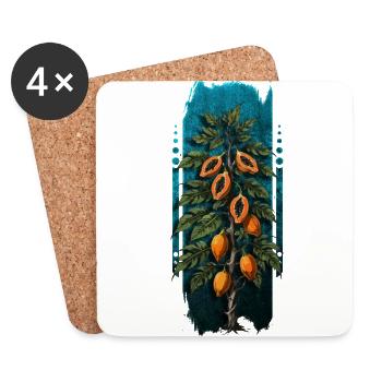 Prime tropicale : Papaye - Dessous de verre (lot de 4) - blanc - Devant