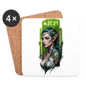 Enchanted Forest elf Guardian - Coasters (set of 4) - white - Front