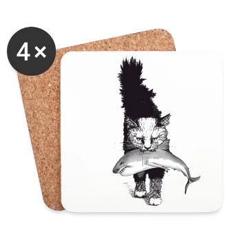 Shark Cat - Coasters (set of 4) - white - Front