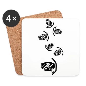 Diving goggles Silhouette - Coasters (set of 4) - white - Front