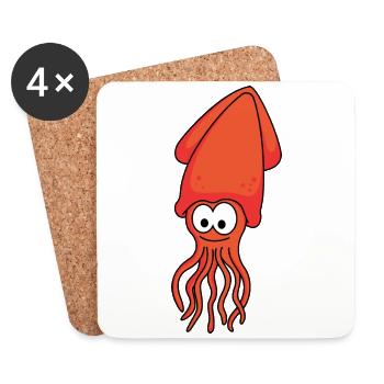 Squid Comic Animal - Coasters (set of 4) - white - Front