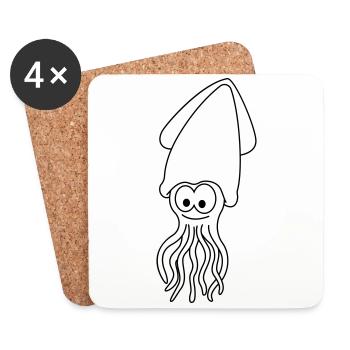Squid Comic Animal - Dessous de verre (lot de 4) - blanc - Devant