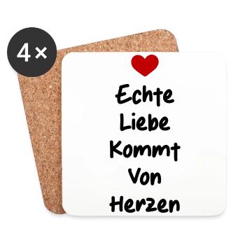 Liebe Spruch Valentinstag Herz - Untersetzer (4er-Set) - Weiß - Vorne