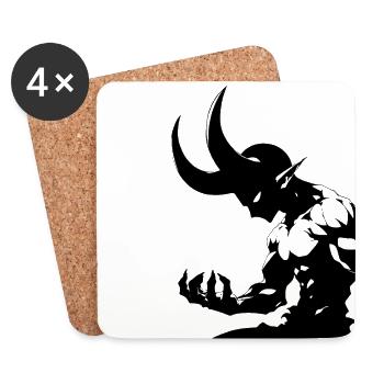 Anime Demon BW - Coasters (set of 4) - white - Front