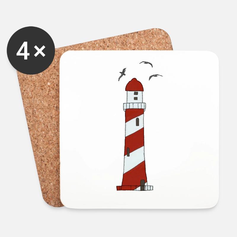 Leuchtturm - Untersetzer (4er-Set) - Weiß
