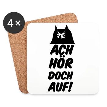 Ach hör doch auf Eule Fun lustig Sprüche Geschenk - Untersetzer (4er-Set) - Weiß - Vorne