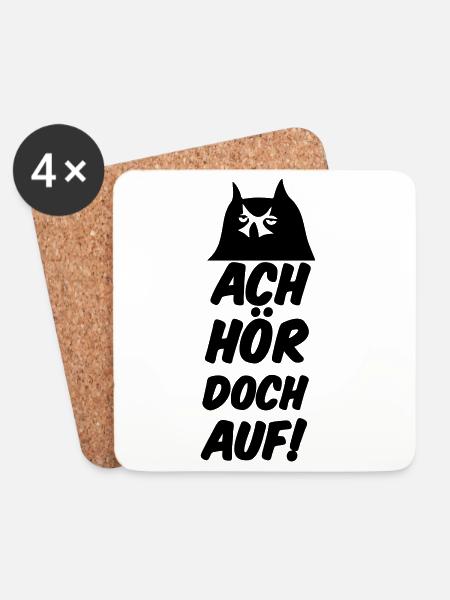 Ach hör doch auf Eule Fun lustig Sprüche Geschenk - Untersetzer (4er-Set) - Weiß