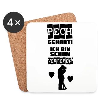 Schon vergeben! Liebe Paar Valentinstag Geschenk - Untersetzer (4er-Set) - Weiß - Vorne