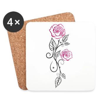 Rosen Rosenranke Pink - Untersetzer (4er-Set) - Weiß - Vorne