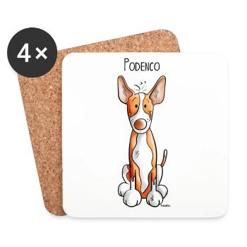 Lustiger Podenco - Untersetzer (4er-Set) - Weiß - Vorne