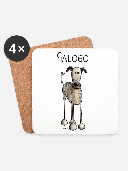 Galgo Espanol - Dog - Comic - Hund - Untersetzer (4er-Set) - Weiß