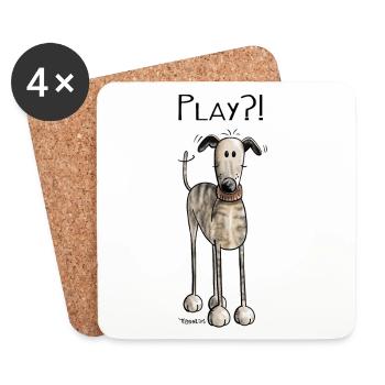 Galgo Espanol - Chien - Chiens - Cadeau - Dessous de verre (lot de 4) - blanc - Devant