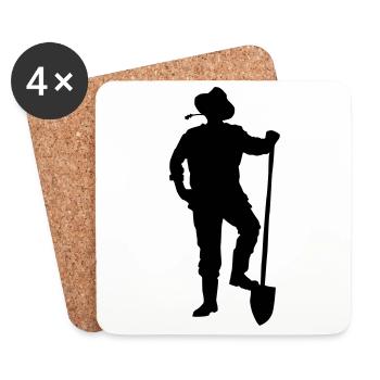 farmer silhouette - Dessous de verre (lot de 4) - blanc - Devant
