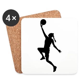 basketball girl silhouette - Dessous de verre (lot de 4) - blanc - Devant