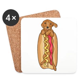 Wursthund - Untersetzer (4er-Set) - Weiß - Vorne