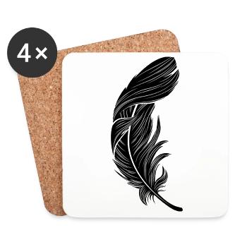 Feather Symbol - Coasters (set of 4) - white - Front