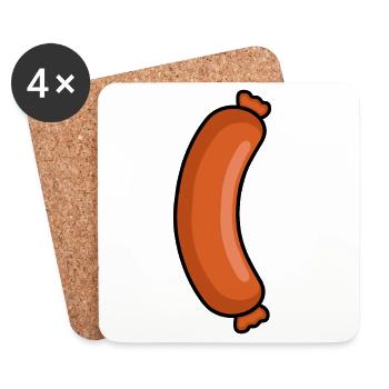 Delicious Sausage – Butcher Carnivore Design - Coasters (set of 4) - white - Front