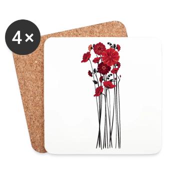 Illustration de fleurs de galets - Dessous de verre (lot de 4) - blanc - Devant