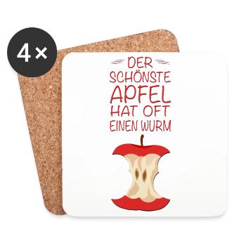 Der schönste Apfel hat oft einen Wurm - Untersetzer (4er-Set) - Weiß - Vorne