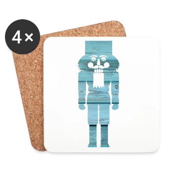 Nussknacker Holz hellblau Maserung Weihnachten - Untersetzer (4er-Set) - Weiß - Vorne