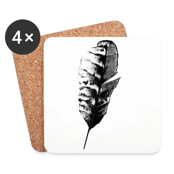 Plume d’écriture - Dessous de verre (lot de 4) - blanc - Devant