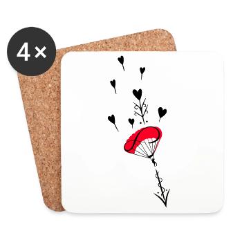 Fallschirmspringer mit Infinity Symbol - Untersetzer (4er-Set) - Weiß - Vorne