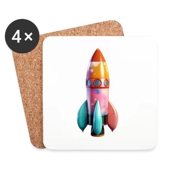 Rocket Rhiana colorée et mignonne - Design imprimé - Dessous de verre (lot de 4) - blanc - Devant