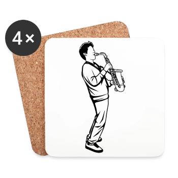 Saxophone Boy - Dessous de verre (lot de 4) - blanc - Devant