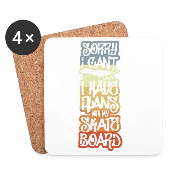 Désolé j’ai des projets avec mon skateboard - Dessous de verre (lot de 4) - blanc - Devant