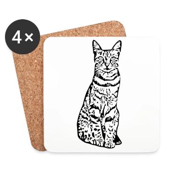 Katze Kätzchen Katzenshirt Geschenk - Untersetzer (4er-Set) - Weiß - Vorne