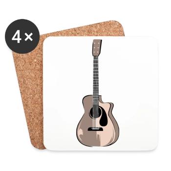 Gitarre Westerngitarre Illustration Logo icon - Untersetzer (4er-Set) - Weiß - Vorne