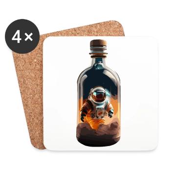 Astronaut in Bottle – Desert Lights - Coasters (set of 4) - white - Front